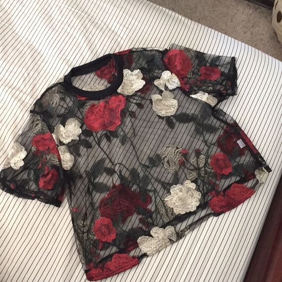 mesh embroidered crop top - Picture 1 of 1